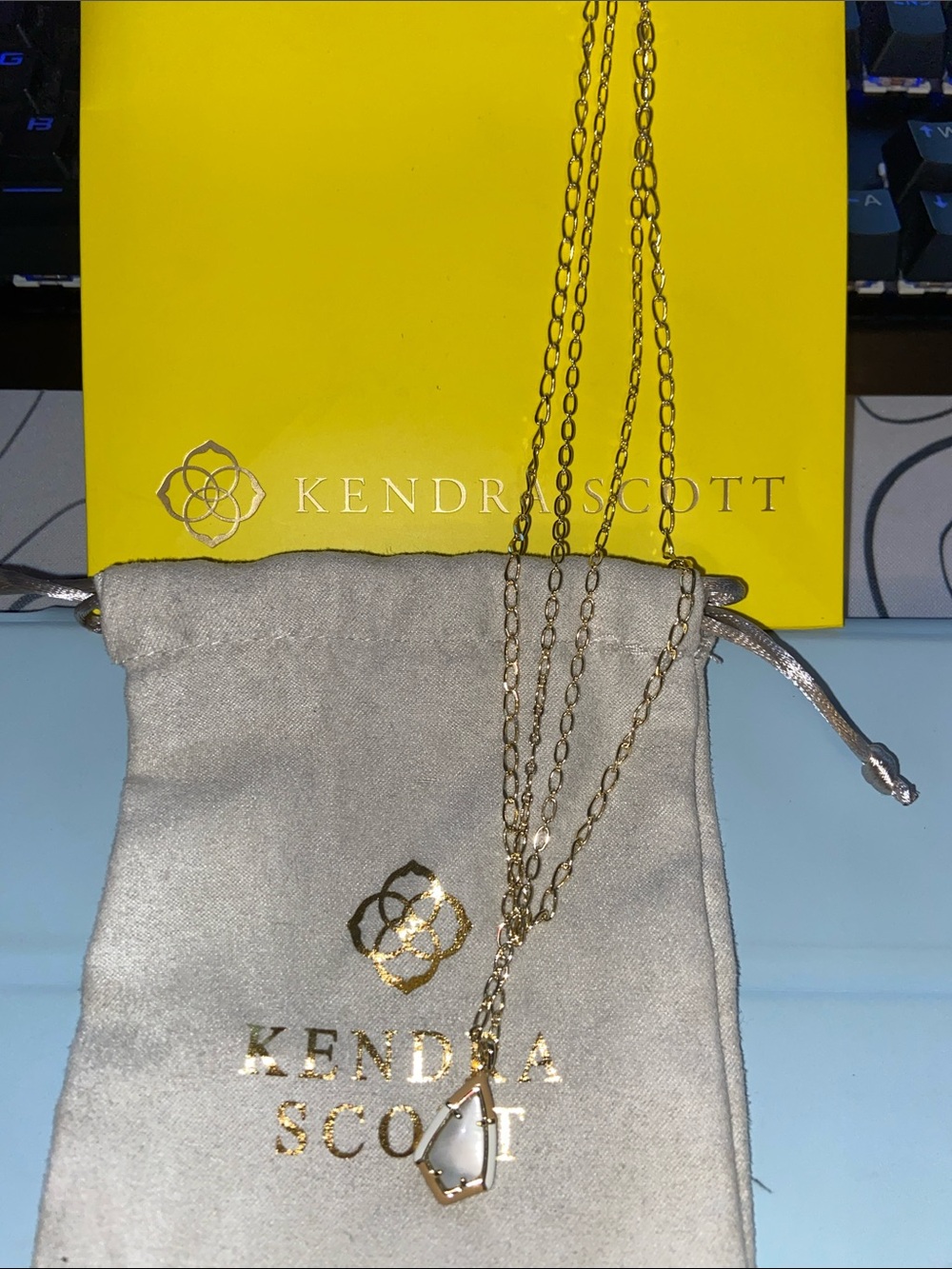 Kendra Scott Camry Silver Enamel Frame Multi Strand Necklace